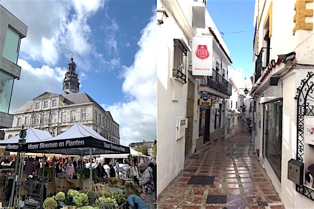 Blumenmarkt und Straße in Maastricht