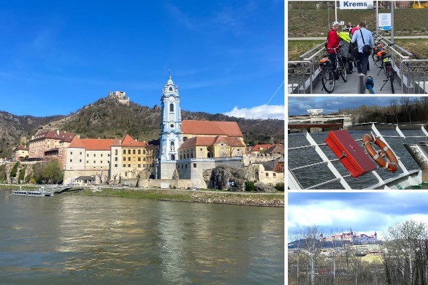 Dürnstein, Radlgruppe in Krems, am Sonnendeck, Stift Göttweig