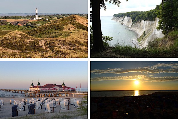 vlnr: Sylt, Rügen, Usedom, Borkum