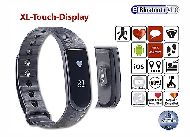 Newgen medicals Fitness-Armband m. XL-Touch-Display
