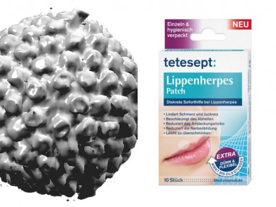 Herpes-Virus und Lippen-Patch - ©Pixabay & tetesept