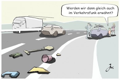 Gegenstände auf der Fahrbahn können Unfälle verursachen - ©Goslar Institut